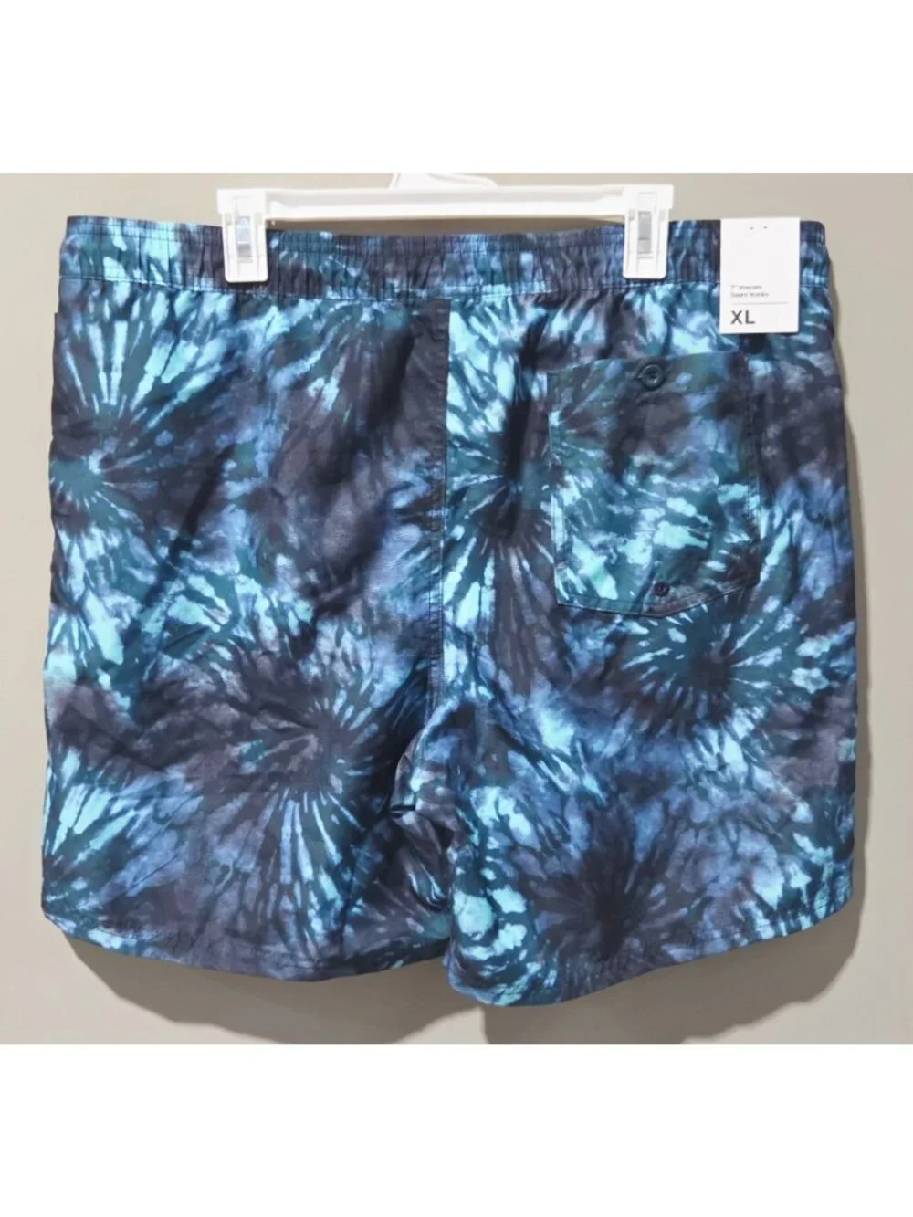 Original Use Men's Navy Blue & Teal Tie Dye Fireworks Swim Trunks -- XL 40/42